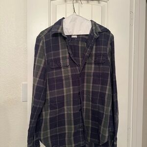 GAP Men's Plaid Shirt - Navy and Olive